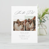 Elegant Script 6 Foto Hochzeits-QR-Code Save The Date (Stehend Vorderseite)