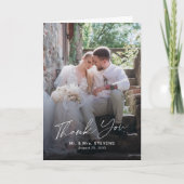 Elegant script 6 photo wedding  dankeskarte (Vorderseite)