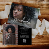 Elegant Script and Black Photo QR Code Grad Party Einladung