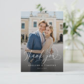 Elegant script and modern photo  dankeskarte (Stehend Vorderseite)