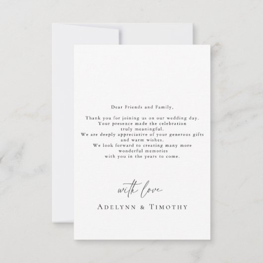 Elegant script and modern photo dankeskarte (Rückseite)