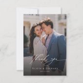 Elegant script and modern photo  dankeskarte (Vorderseite)