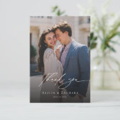 Elegant script and modern photo  dankeskarte (Stehend Vorderseite)