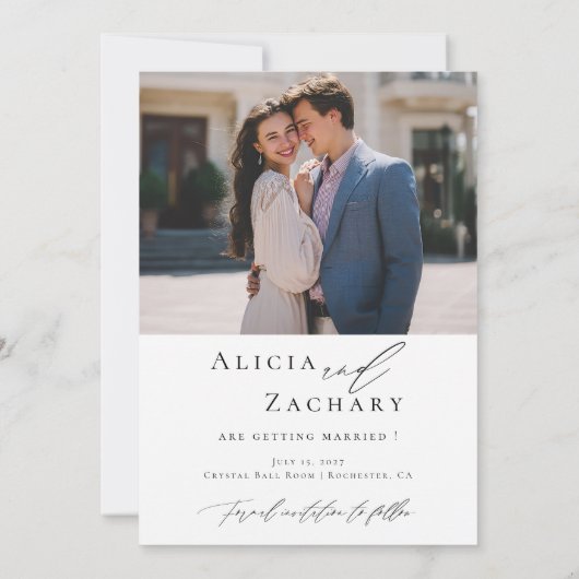 Elegant script and modern photo  save the date (Rückseite)