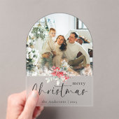Elegant Script | Arch Family Photo Christmas Card Acryleinladungen (Insitu (Handheld))