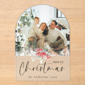 Elegant Script | Arch Family Photo Christmas Card Acryleinladungen (Vorderseite)