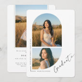 Elegant Script Arch Photo Collage Graduation Ankündigung (Vorne/Hinten)