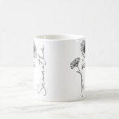 Elegant Script Aster September Geburtsname Blume Kaffeetasse (Mittel)