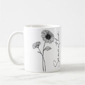 Elegant Script Aster September Geburtsname Blume Kaffeetasse (Links)