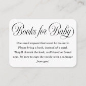 Elegant Script B & W Baby Shower Books For Baby Begleitkarte (Vorderseite)