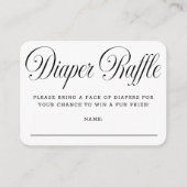 Elegant Script B & W Baby Shower Diaper Raffle Begleitkarte (Vorderseite)