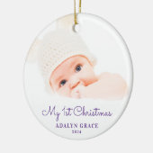 Elegant Script Baby's First Christmas Foto Cerami Keramik Ornament (Links)
