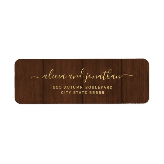 Elegant script barn wood wedding return address (Vorne)