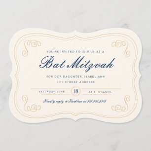 Elegant Script Bat Mitzvah Einladung