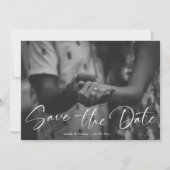Elegant Script Black and White Photo Wedding Save The Date (Vorderseite)