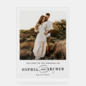 Elegant Script Black and White Wedding Welcome Acrylschild (Vorderseite)