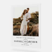 Elegant Script Black and White Wedding Welcome Acrylschild (Winkel)