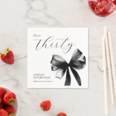 Elegant Script Black Bow 30th Birthday Party Serviette (Beispiel)