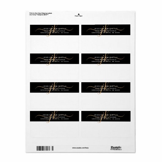 Elegant Script Black Gold Monogram Initials (Vorne)