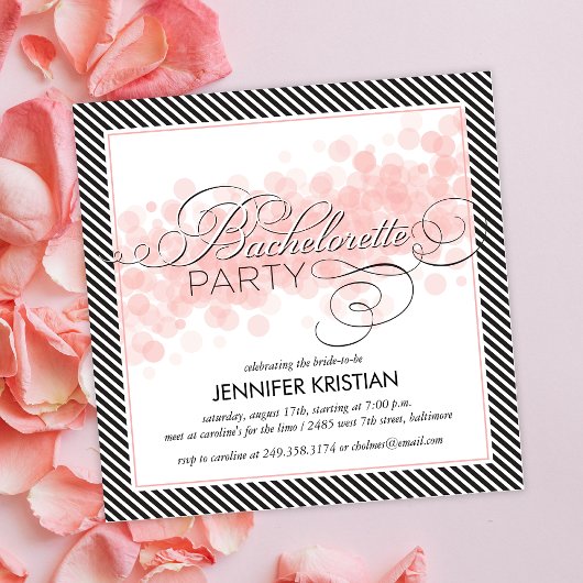 Elegant Script Black Pink Bachelorette Party Einladung