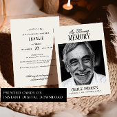 Elegant Script Black & White Photo Funeral Einladung