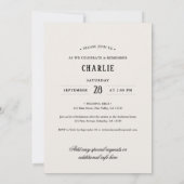 Elegant Script Black & White Photo Funeral Einladung (Rückseite)