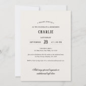 Elegant Script Black & White Photo Funeral Einladung (Rückseite)