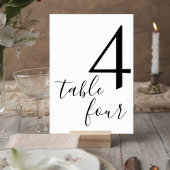 Elegant Script Black & White Reception Table Card Tischnummer