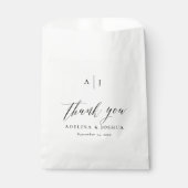 Elegant Script Black & White Thank You Wedding Geschenktütchen (Vorderseite)