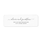 Elegant script black white wedding return address (Vorne)