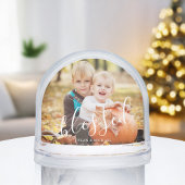 Elegant Script "Blessed" Photo Snow Globe Schneekugeln