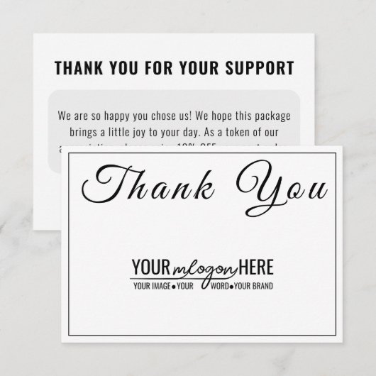 Elegant Script Boutique Logo Social Media Dankeskarte (Vorne/Hinten)