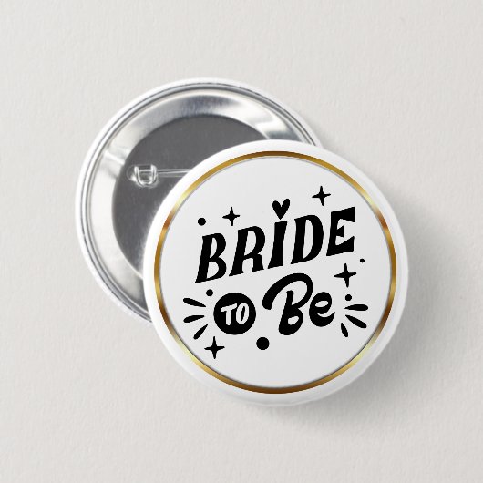 Elegant Script Braut Gold Rahmen Button (Vorne & Hinten)