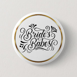 Elegant Script Brautjungfern Goldrahmen Button