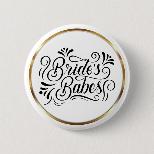 Elegant Script Brautjungfern Goldrahmen Button (Vorderseite)