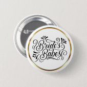 Elegant Script Brautjungfern Goldrahmen Button (Vorne & Hinten)