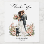 elegant script bride and groom wedding thank you weinetikett (Einzelnes Label)