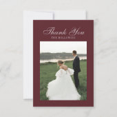 Elegant Script Burgundy Red Flat Thank You Card Dankeskarte (Vorderseite)