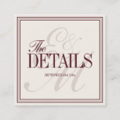 Elegant Script Burgundy Red Formal Wedding Details Begleitkarte (Rückseite)