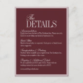 Elegant Script Burgundy Red Formal Wedding Details Begleitkarte (Vorderseite)