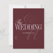 Elegant Script Burgundy Red Formal Wedding Details RSVP Karte (Rückseite)