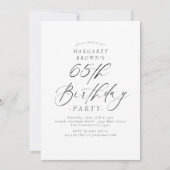 Elegant Script Calligraphy 65th Birthday Party Einladung (Vorderseite)