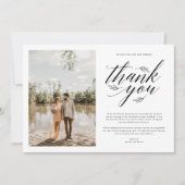 Elegant Script Calligraphy Photo Wedding Dankeskarte (Vorderseite)