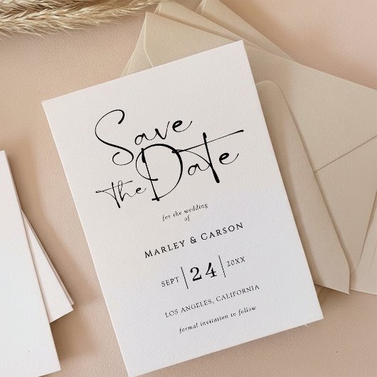 Elegant Script Calligraphy Save The Date Wedding Einladung