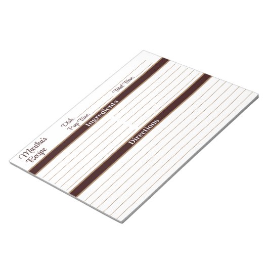 Elegant Script Chocolate Brown 8.5x11 Recipes Notizblock (angewinkelt)