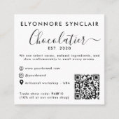 Elegant Script Chocolatier Brand Photo QR Code Telefonnummerkarte (Vorderseite)