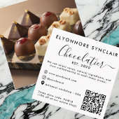 Elegant Script Chocolatier Brand Photo QR Code Telefonnummerkarte