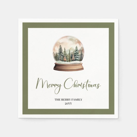 Elegant Script Christmas Ball Custom Name Napkins Serviette (Vorderseite)