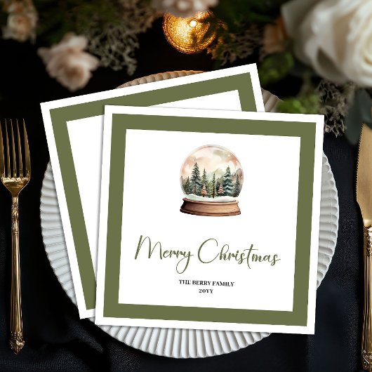 Elegant Script Christmas Ball Custom Name Napkins Serviette