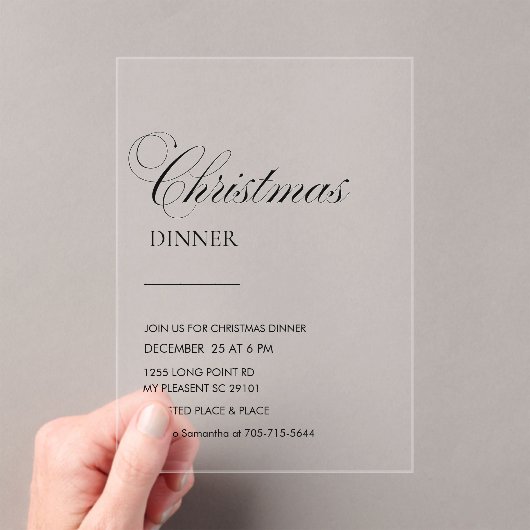 Elegant Script Christmas Dinner Acryleinladungen (Insitu (Handheld))
